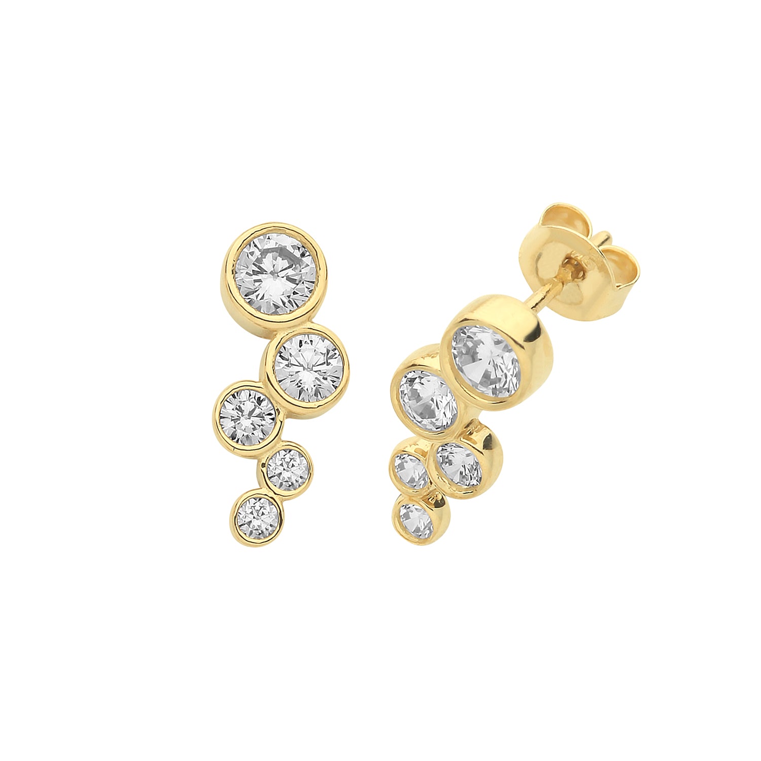 9CT YEL GOLD BEZEL CZ STUD EARRINGS