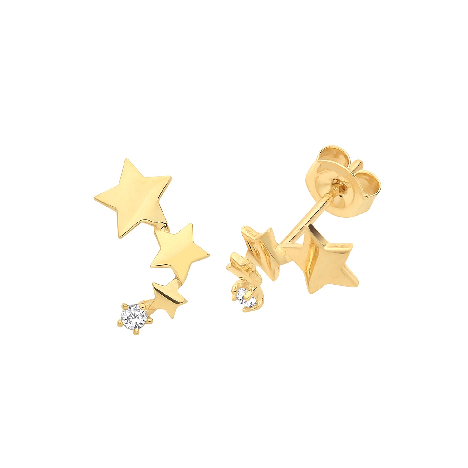 9CT YEL GOLD  CONSTELLATION WITH SINGLE CZ STUD EARRINGS