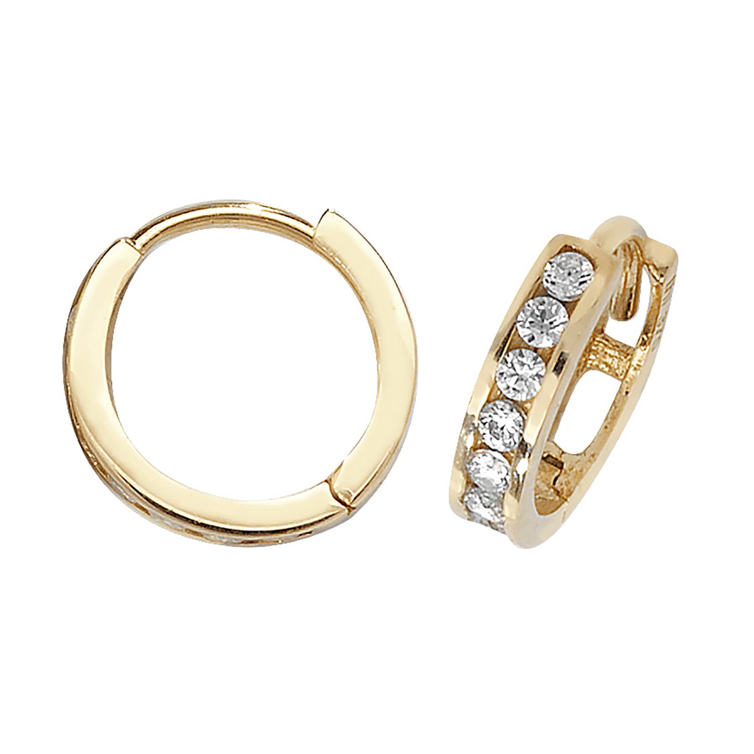 9CT YEL GOLD HINGED CZ EARRINGS