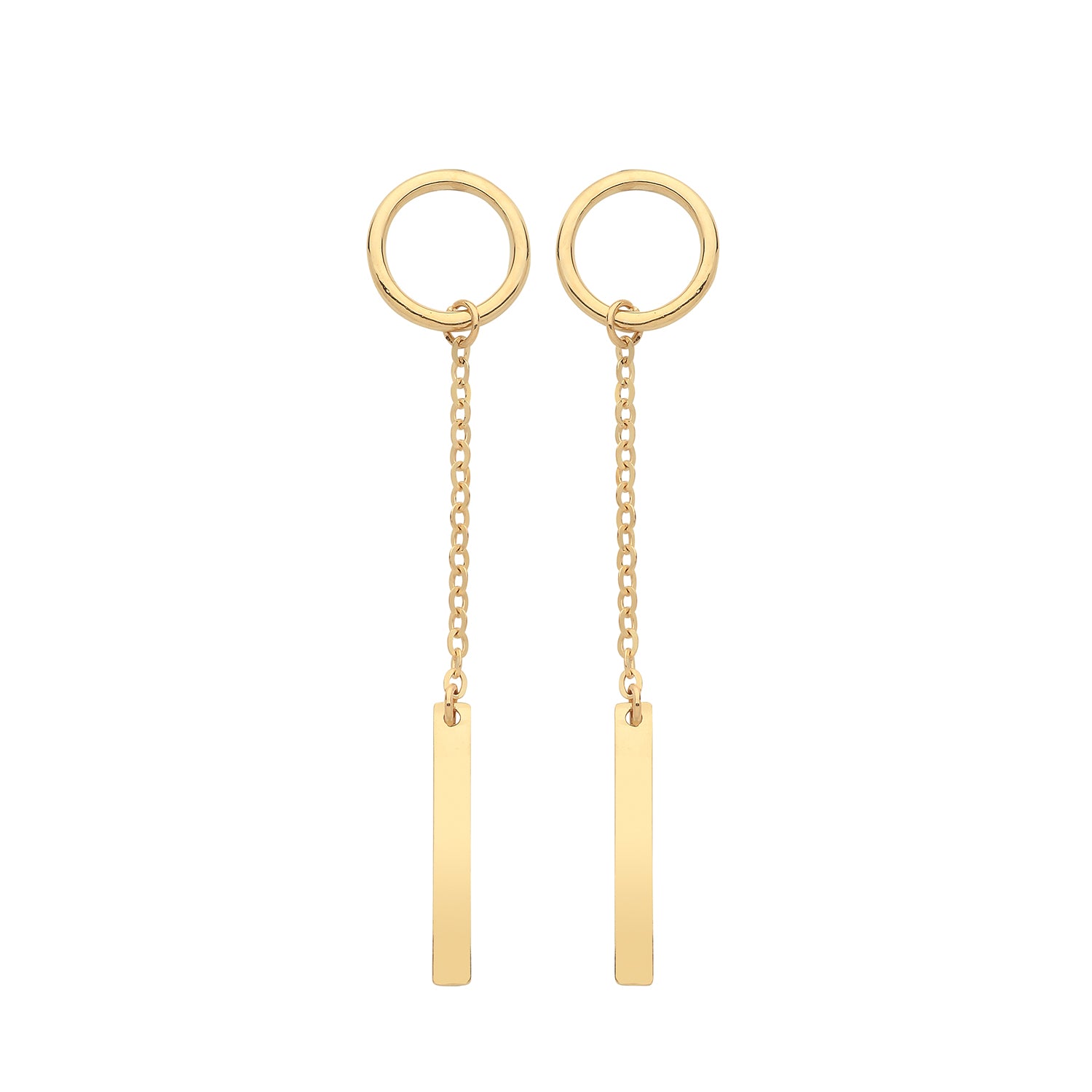 9CT YEL GOLD OPEN CIRCLE&BAR DROP EARRINGS