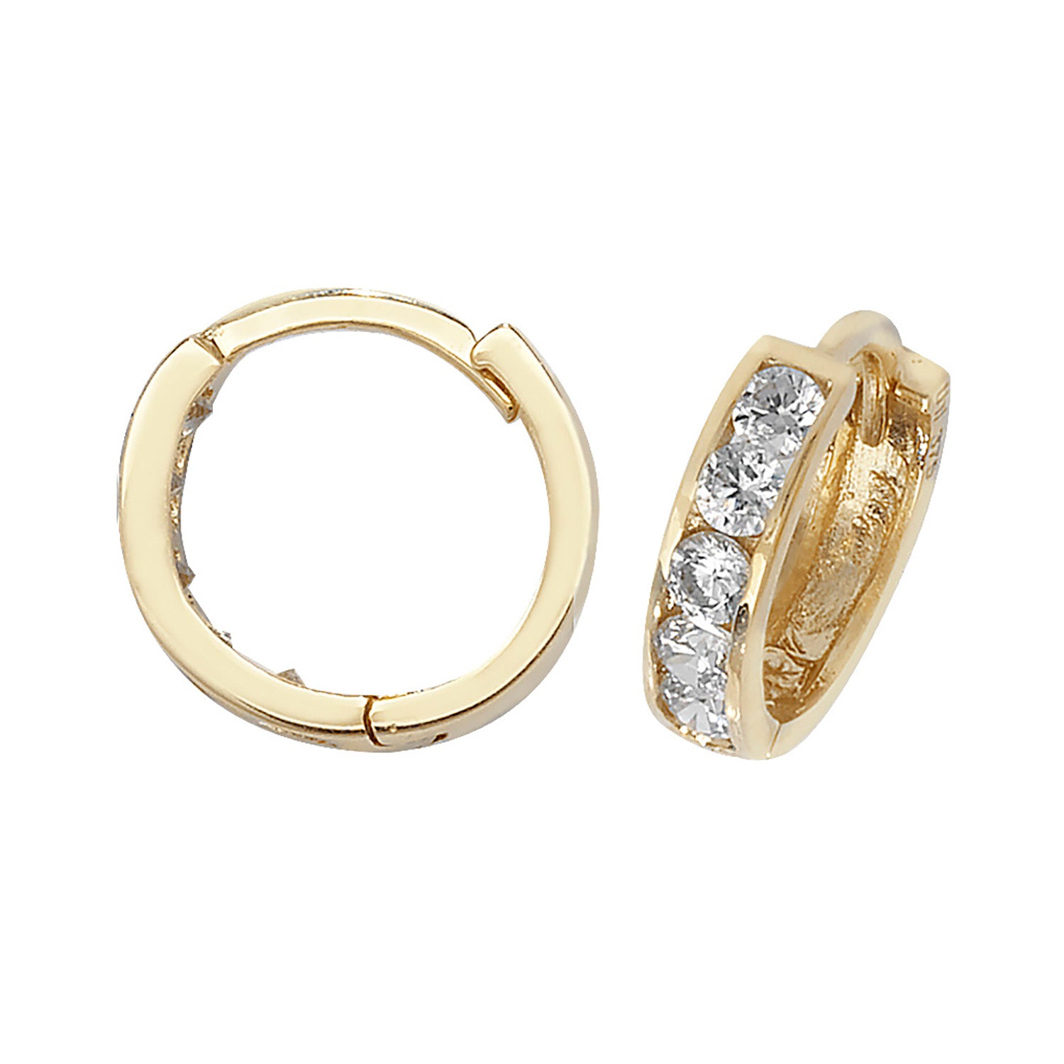 9CT YEL GOLD HINGED CZ EARRINGS