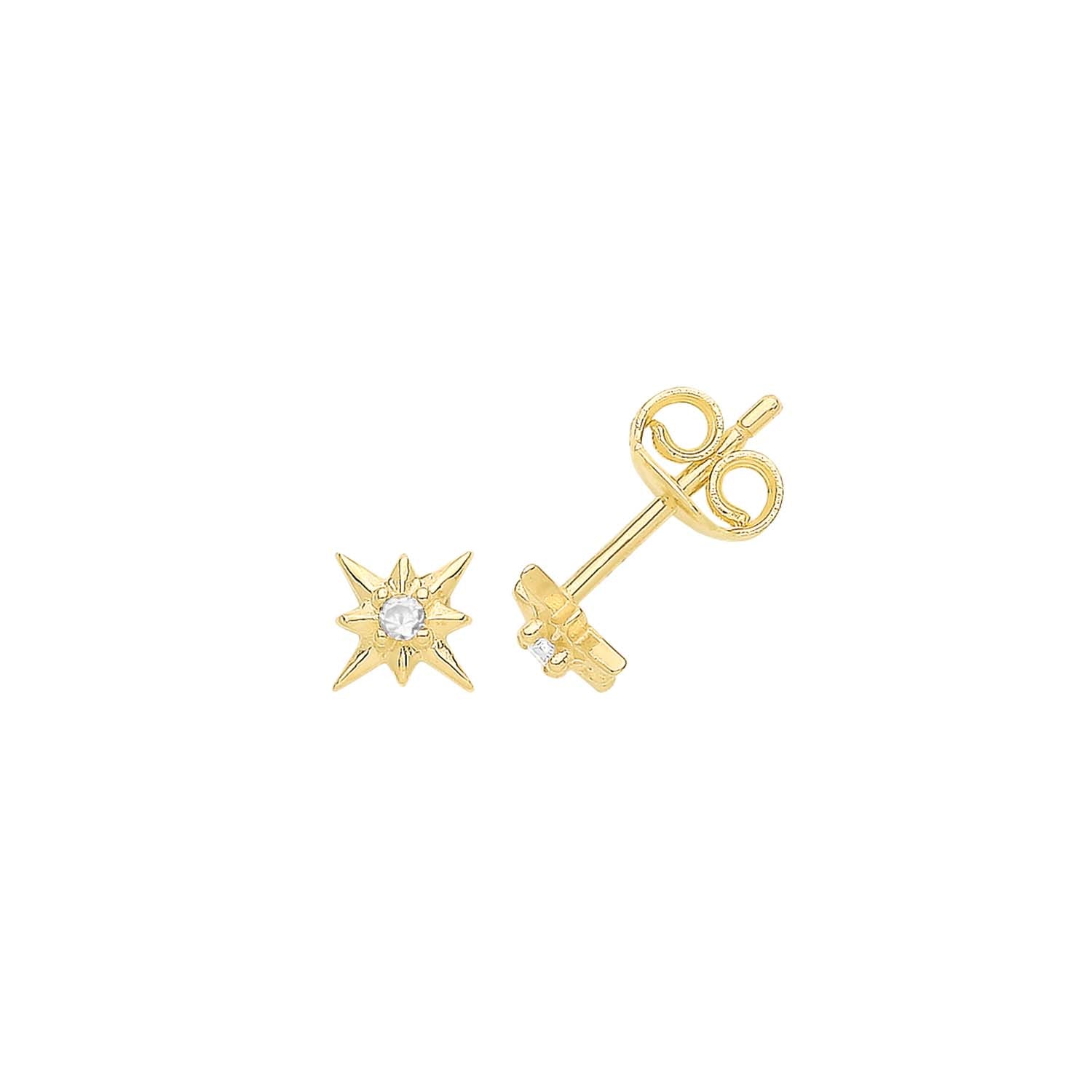 9CT YEL GOLD CZ STAR STUDS