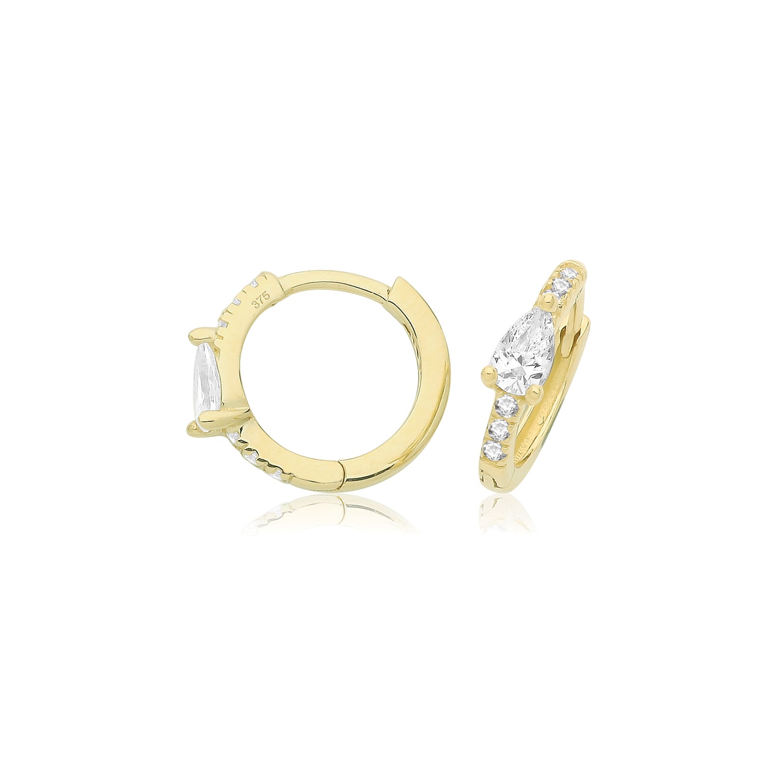 9CT YEL GOLD CZ CLICKER HOOPS