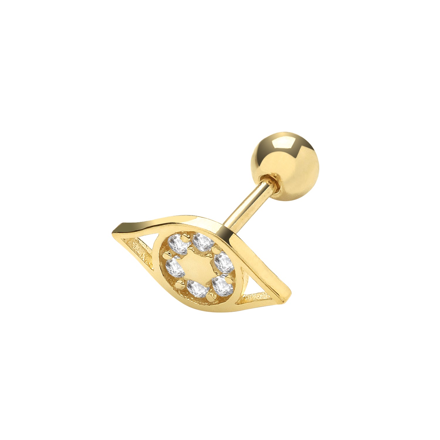 9CT YEL GOLD CZ EVIL EYE CARTILAGE 6MM POST STUD