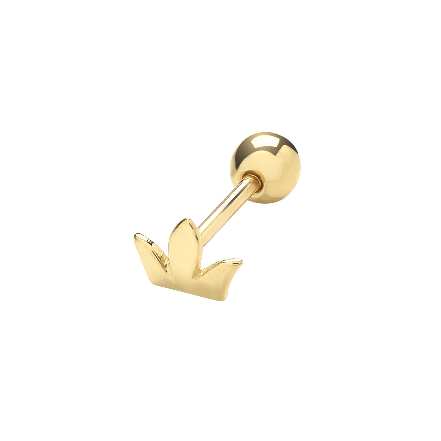 9CT YEL GOLD CROWN CARTILAGE 6MM POST STUD