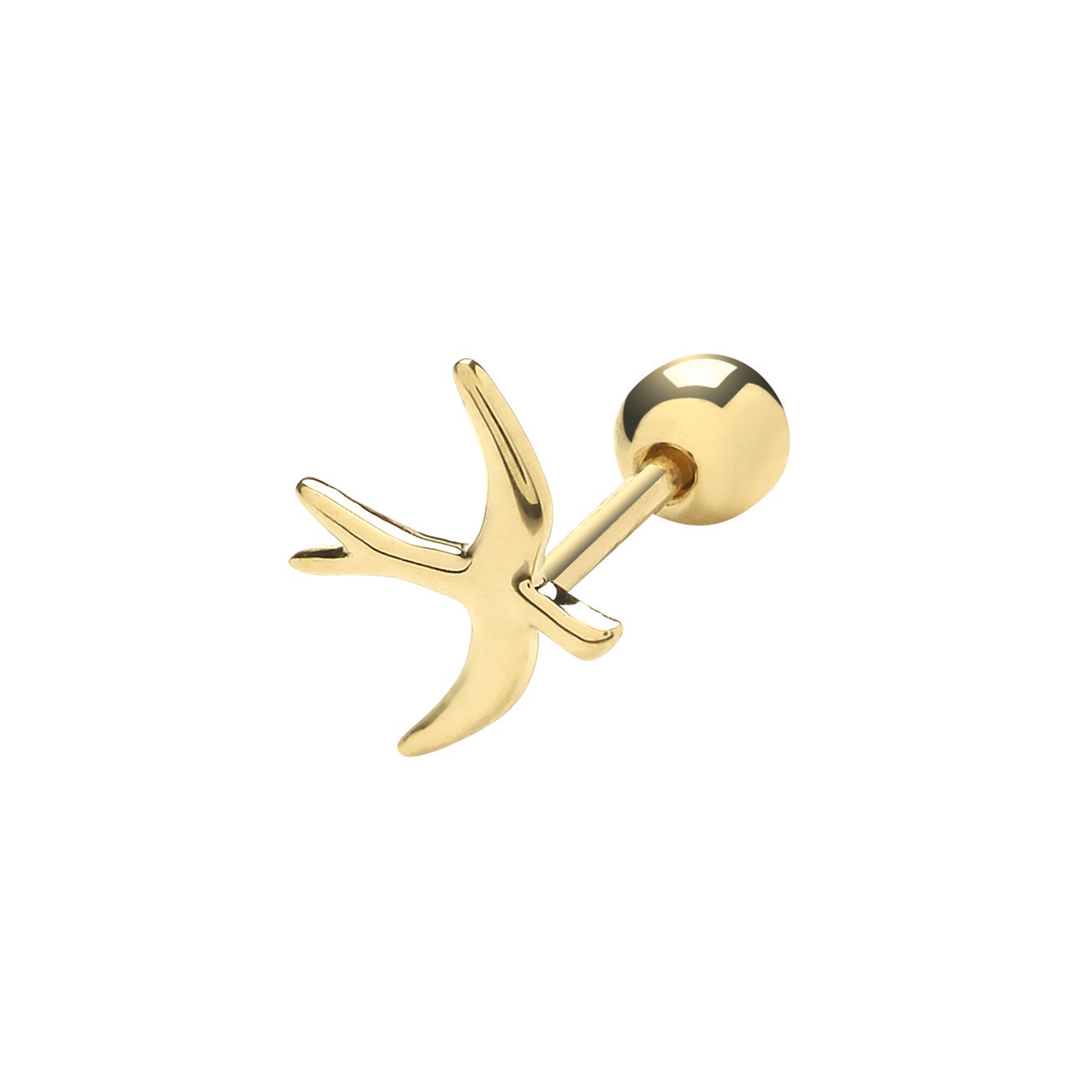 9CT YEL GOLD BIRD CARTILAGE 6MM POST STUD