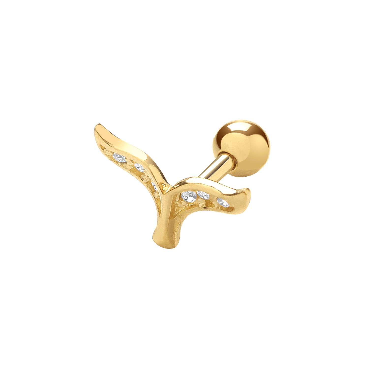 9CT YEL GOLD CZ WINGS CARTILAGE 6MM POST STUD