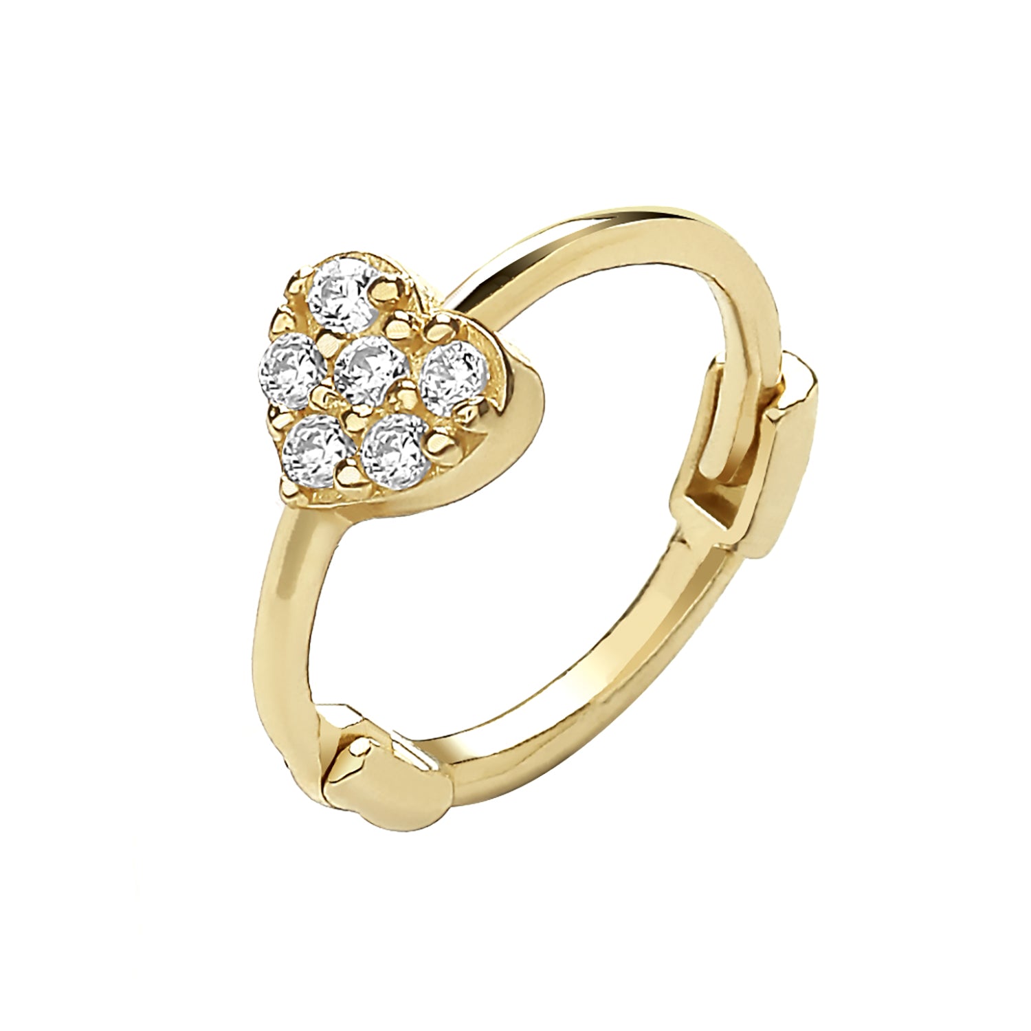 9CT YEL GOLD CZ HEART CARTILAGE HOOP