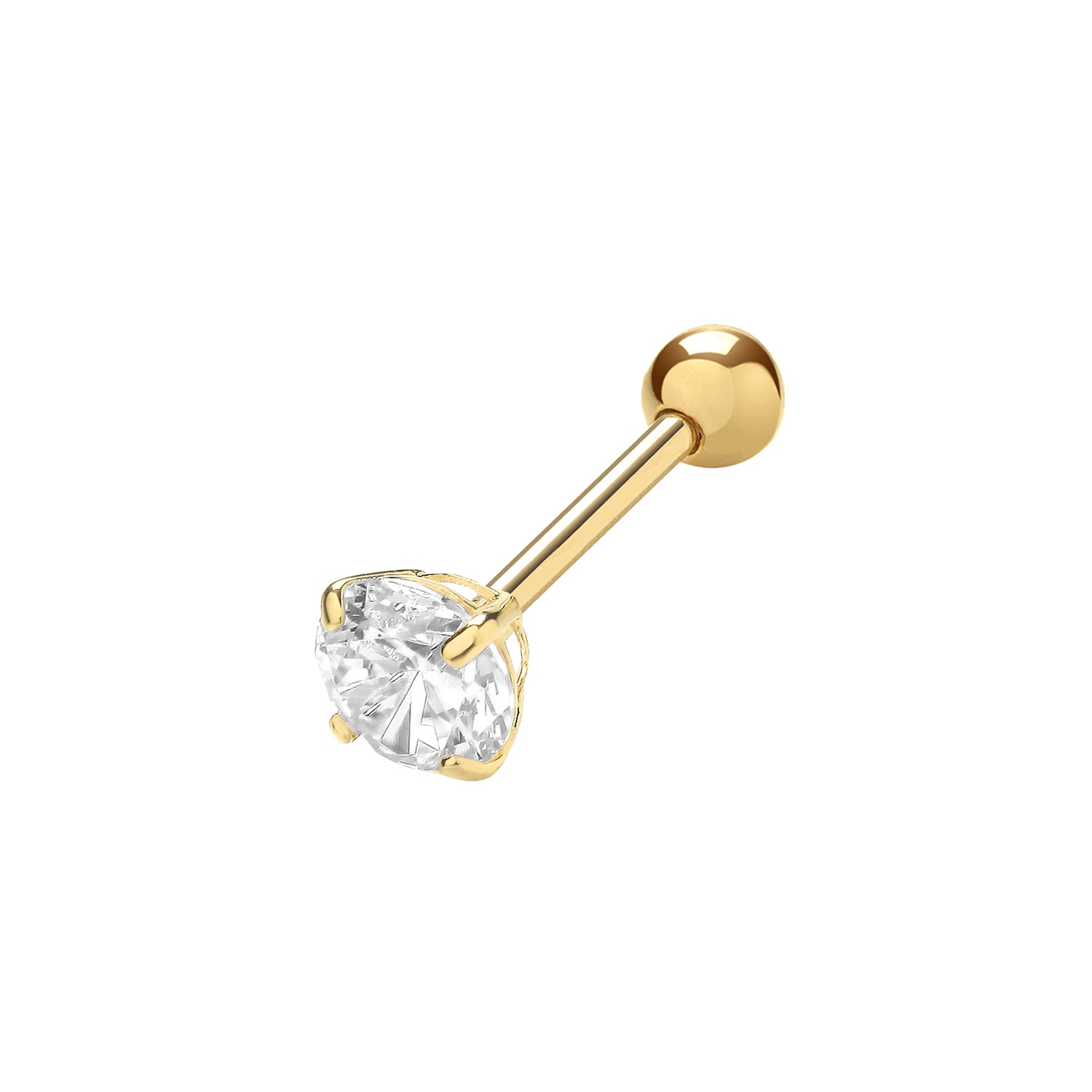 9CT YEL GOLD 4MM CZ CARTILAGE STUDS