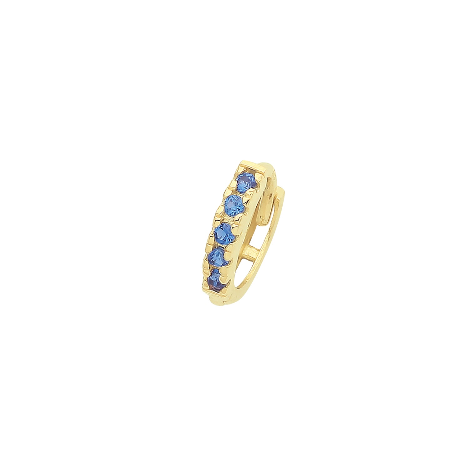 9CT YEL GOLD SAPPHIRE BLUE CZ SINGLE CARTILAGE HUGGIES 7MM