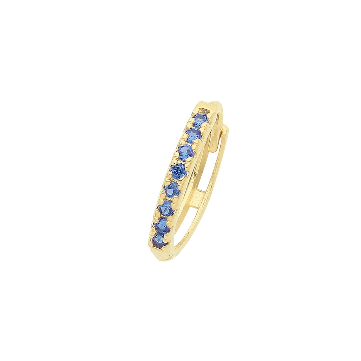 9CT YEL GOLD SAPPHIRE BLUE CZ SINGLE CARTILAGE HUGGIES 11MM