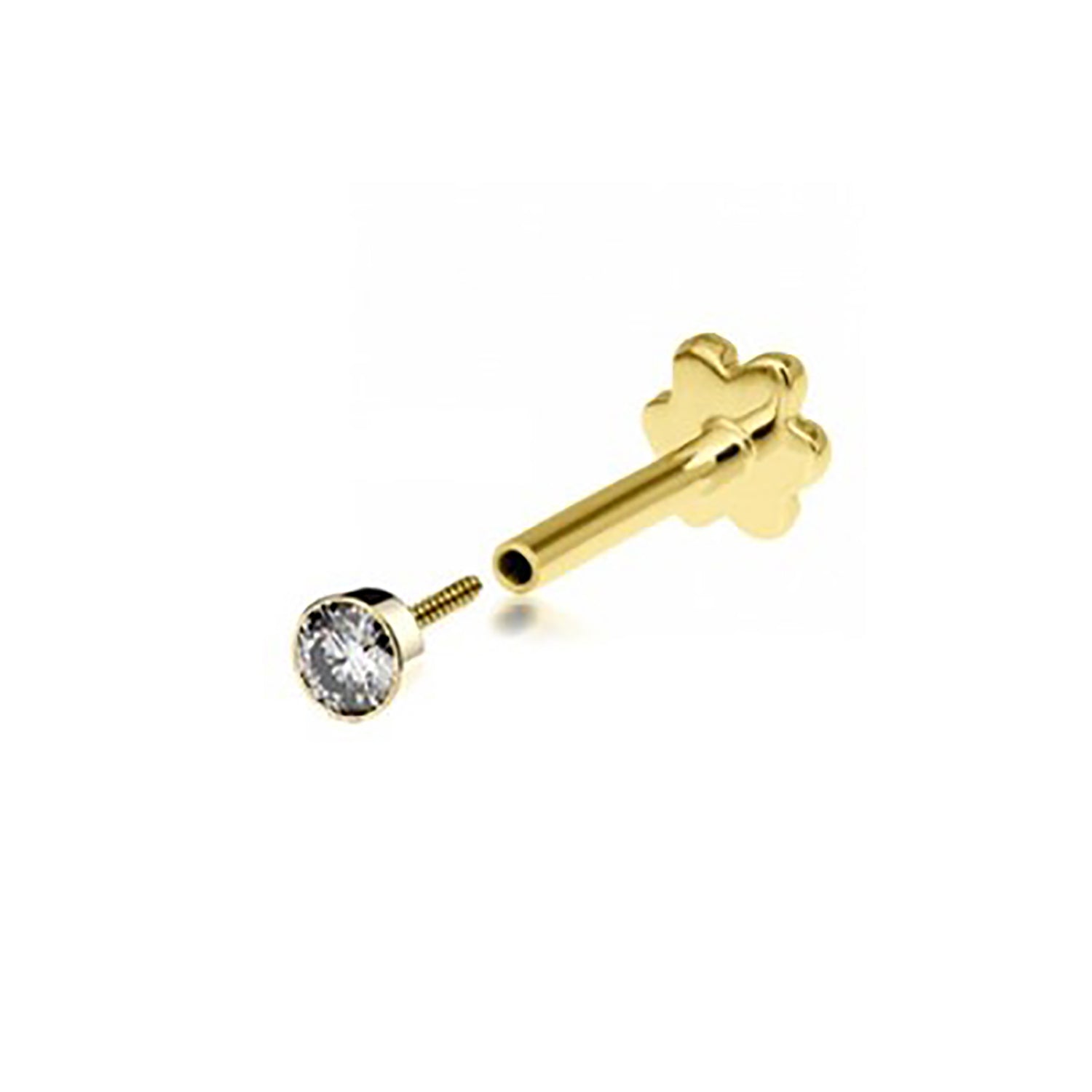 9CT YEL GOLD SINGLE CZ CARTILAGE LABRET