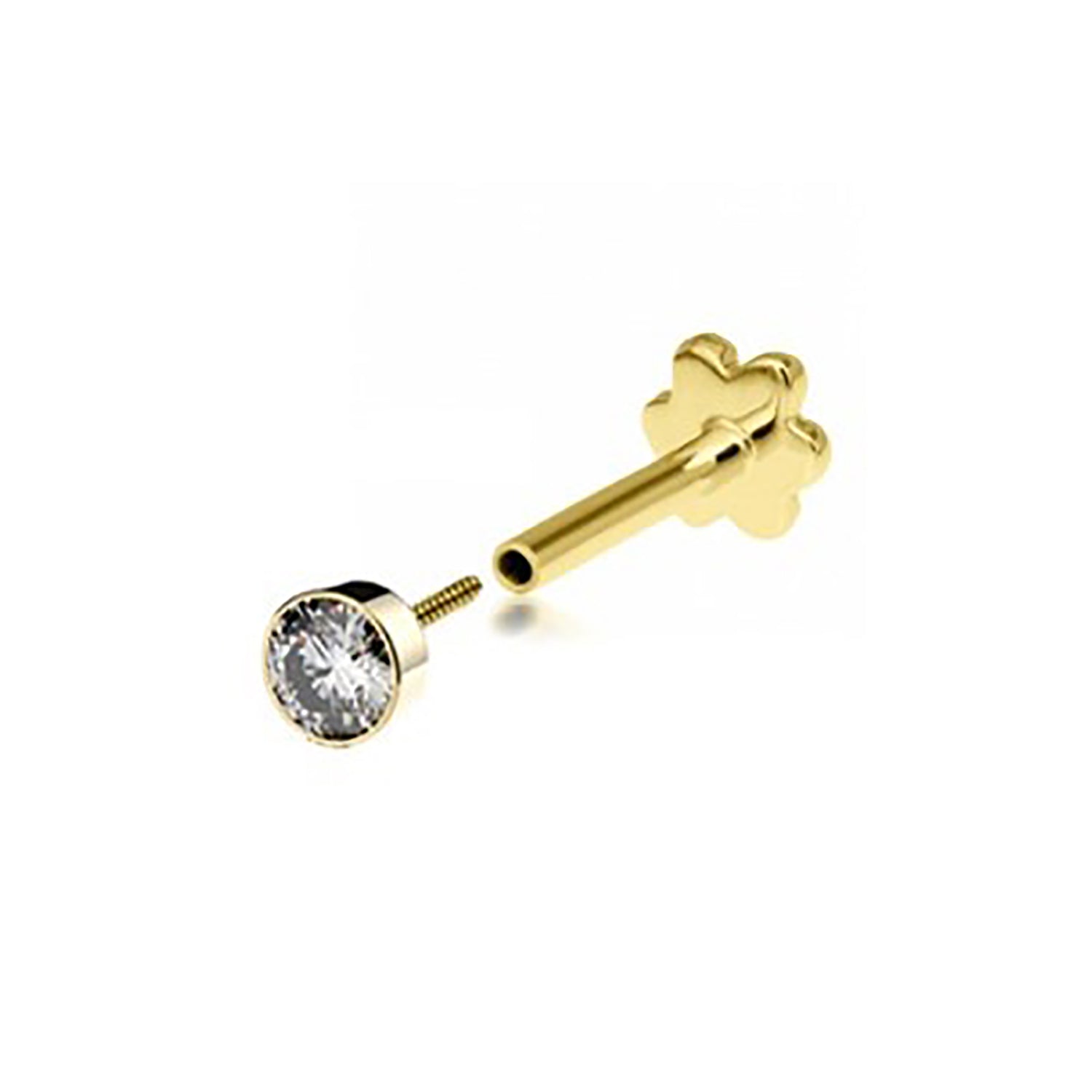 9CT YEL GOLD SINGLE CZ CARTILAGE LABRET