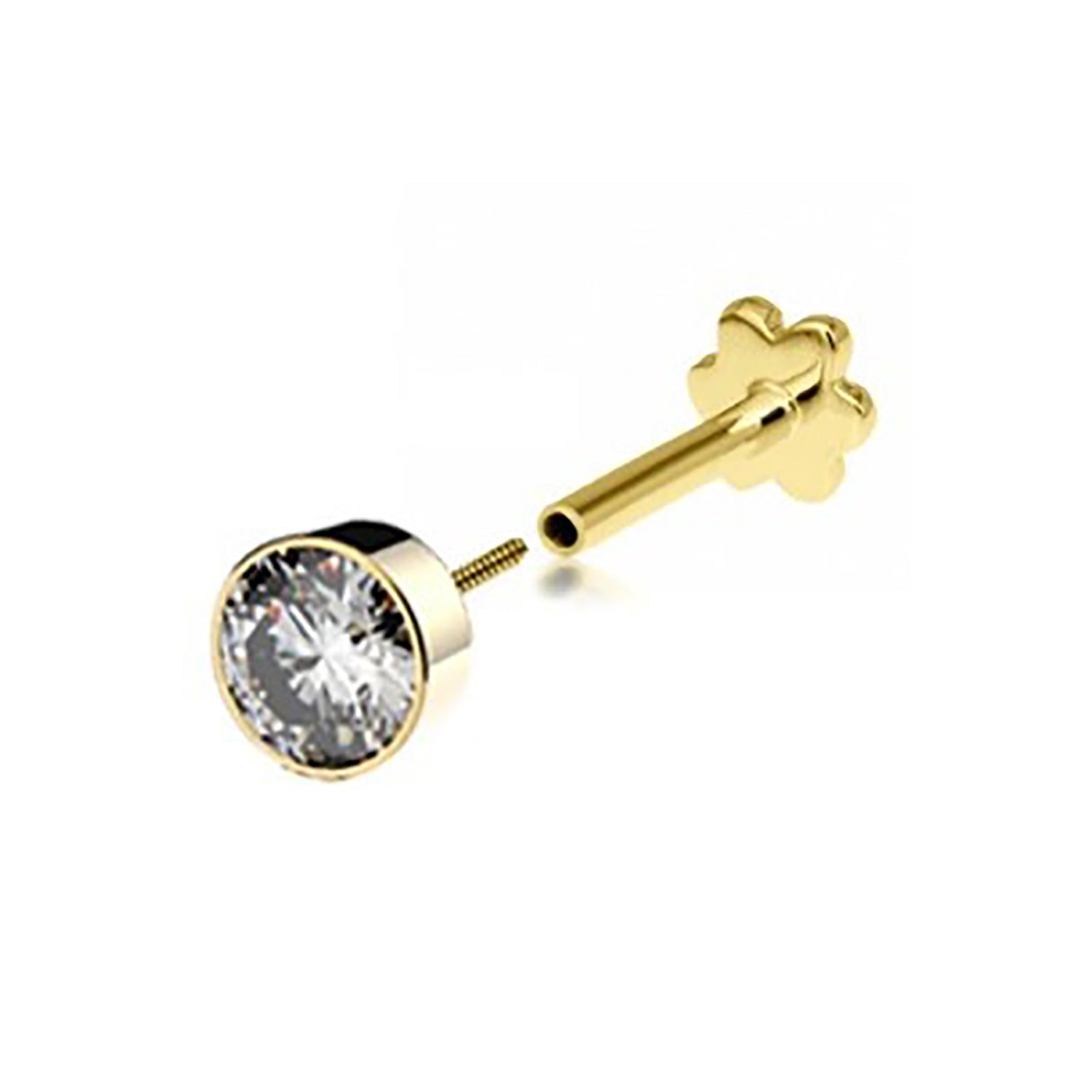 9CT YEL GOLD SINGLE CZ CARTILAGE LABRET