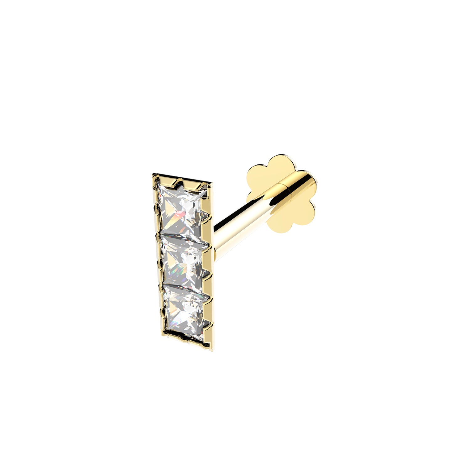 9CT YEL GOLD CZ BAR CARTILAGE LABRET