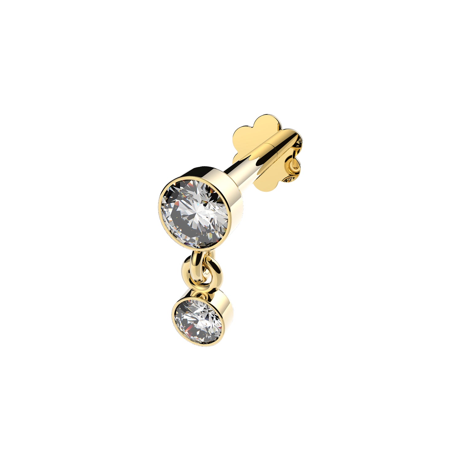9CT YEL GOLD CZ DROP CARTILAGE LABRET