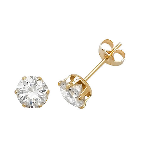 9CT YEL GOLD 5MM CZ STUD EARRINGS