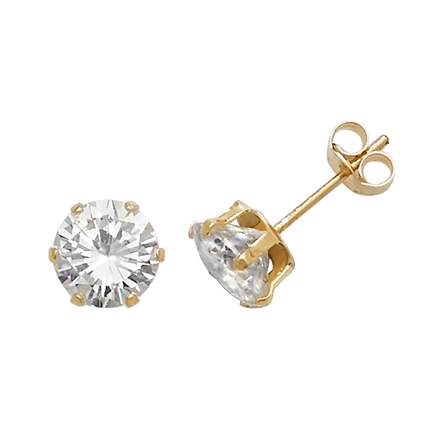 9CT YEL GOLD 6MM CZ STUD EARRINGS