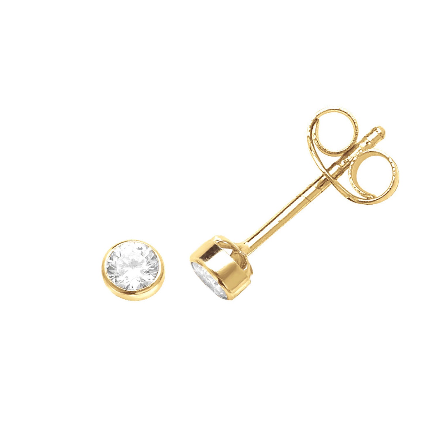 9CT YEL GOLD RND CZ STUD EARRINGS