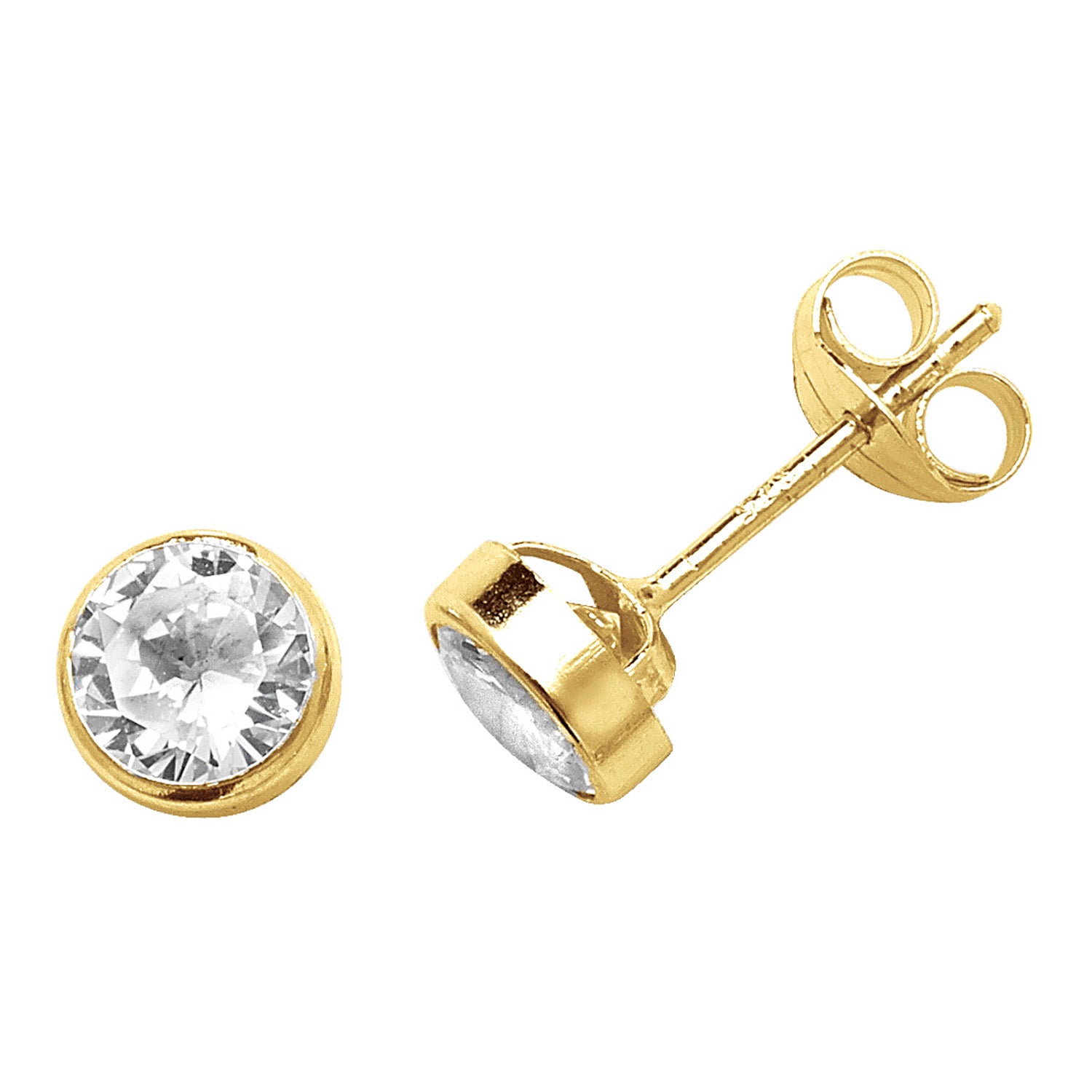 9CT YEL GOLD RND CZ STUD EARRINGS