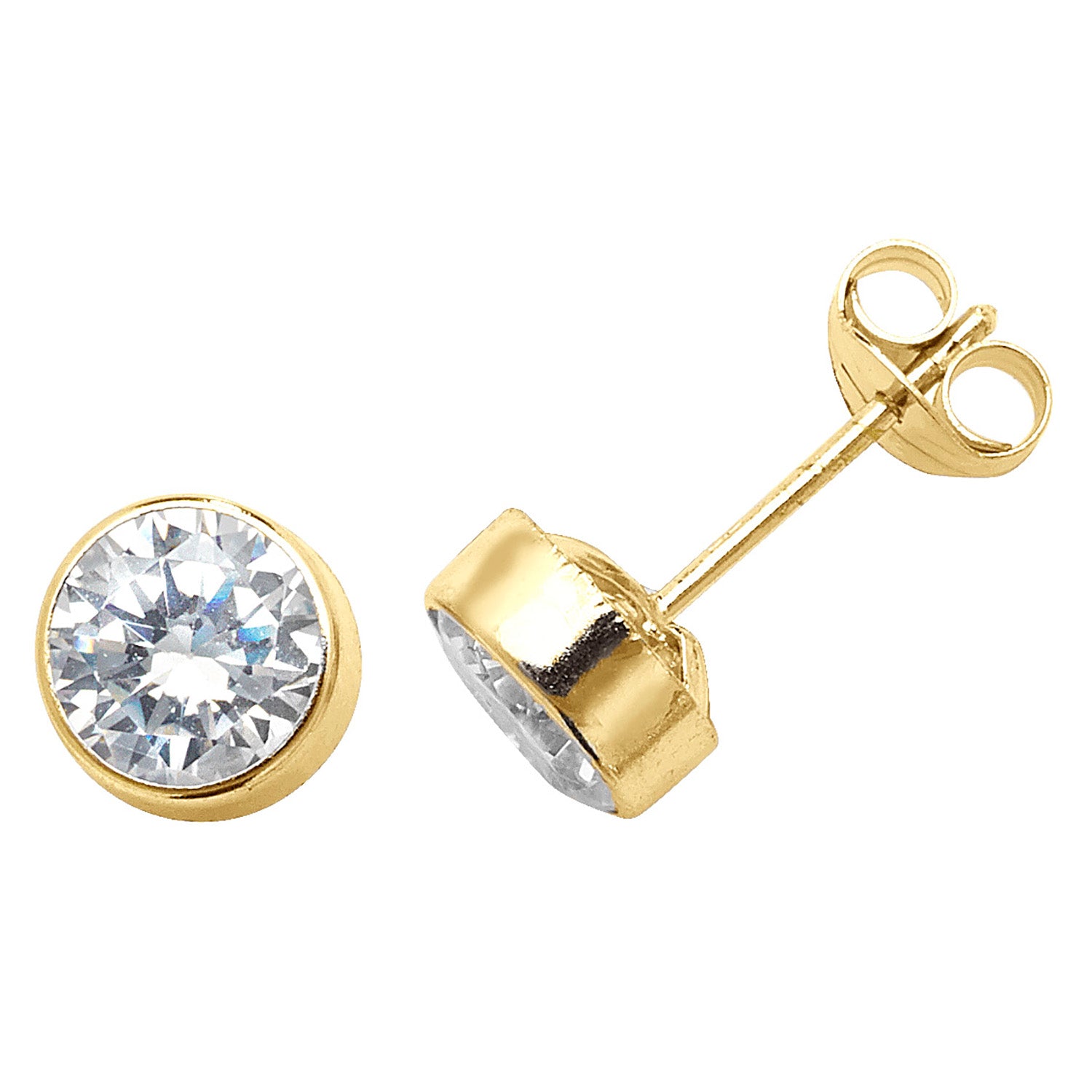 9CT YEL GOLD RND CZ STUD EARRINGS