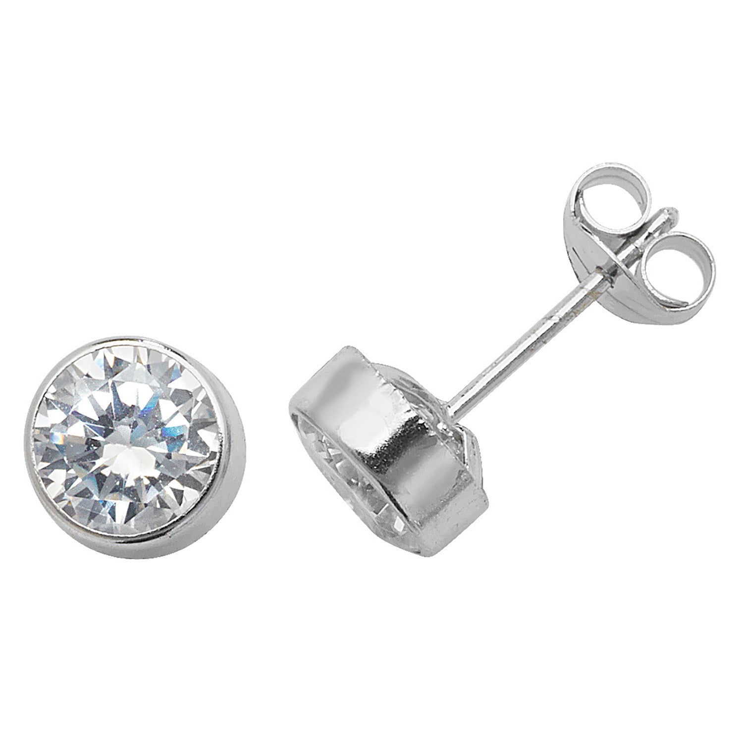 9CT WHT GOLD RND CZ STUD EARRINGS