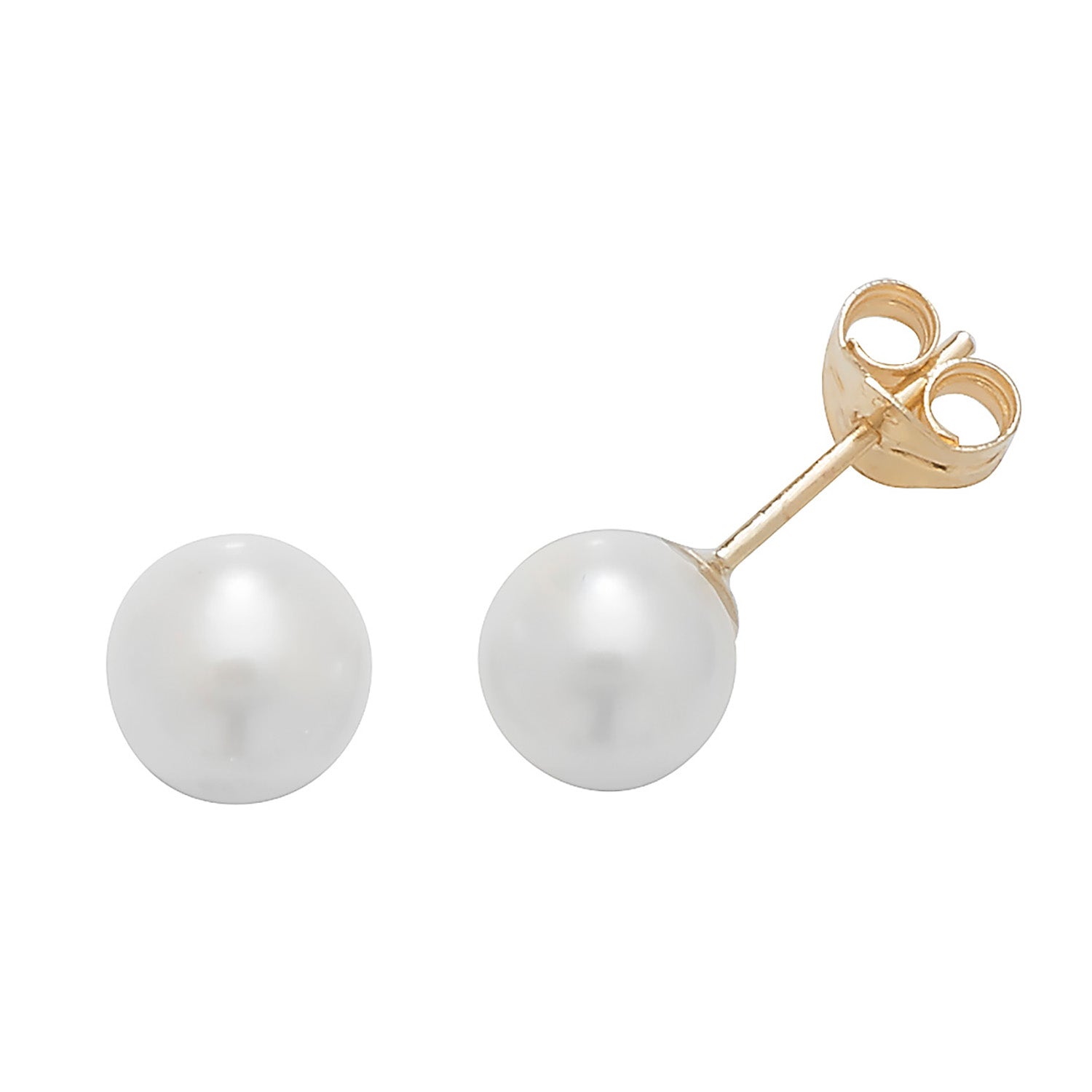 9CT YEL GOLD 6MM PEARL STUD EARRINGS