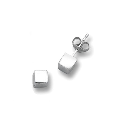 9CT WHT CUBE STUD EARRINGS