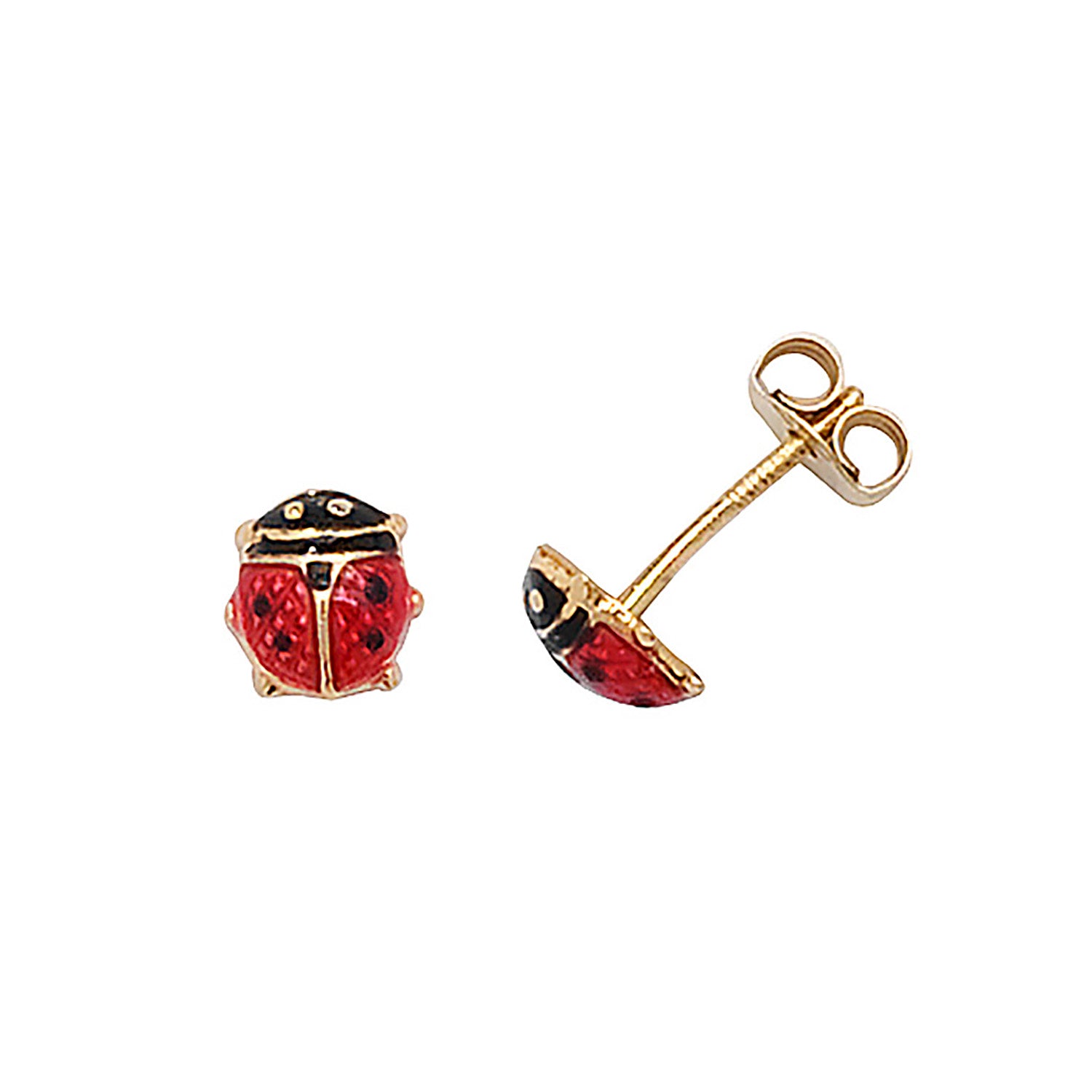 9CT YEL GOLD ENAMEL LADYBIRD STUD EARRINGS