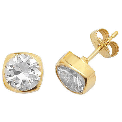 9CT YEL GOLD CZ STUD EARRINGS