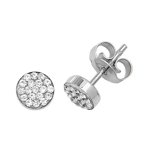 9CT WHT GOLD RND CZ STUD EARRINGS