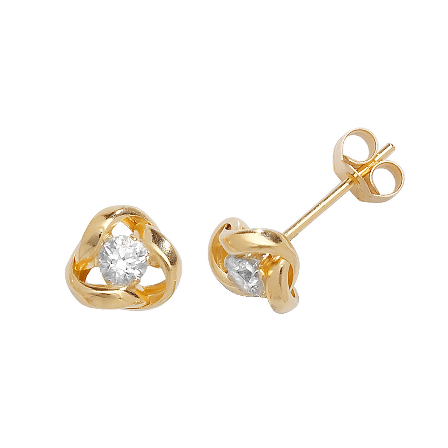 9CT GOLD CZ INTERLOCKING STUDS