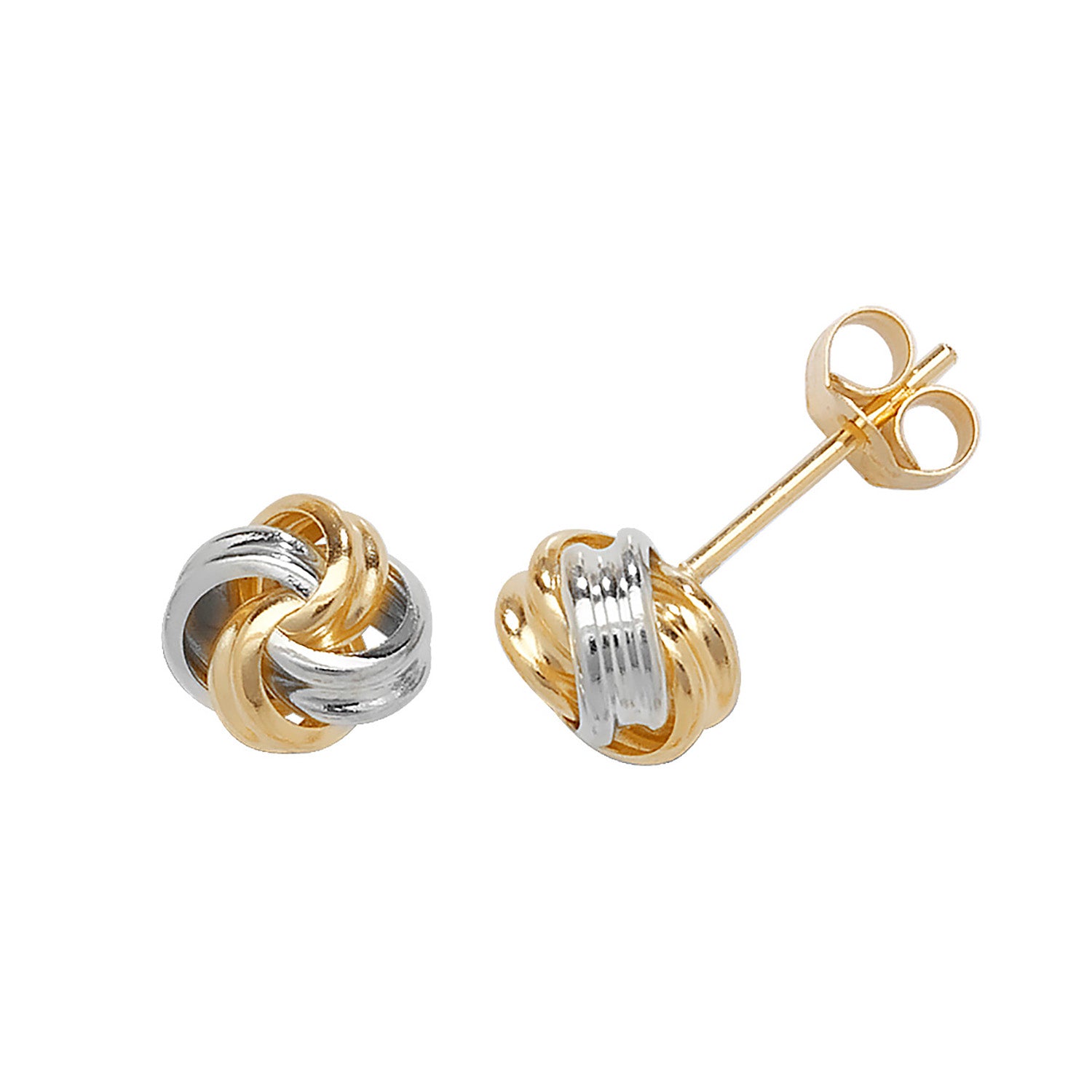 9CT YEL&WHT GOLD KNOT STUDS