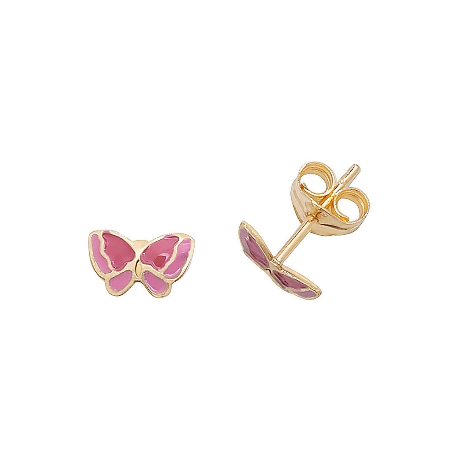 9CT YEL GOLD ENAMEL BUTTERFLY STUD EARRINGS