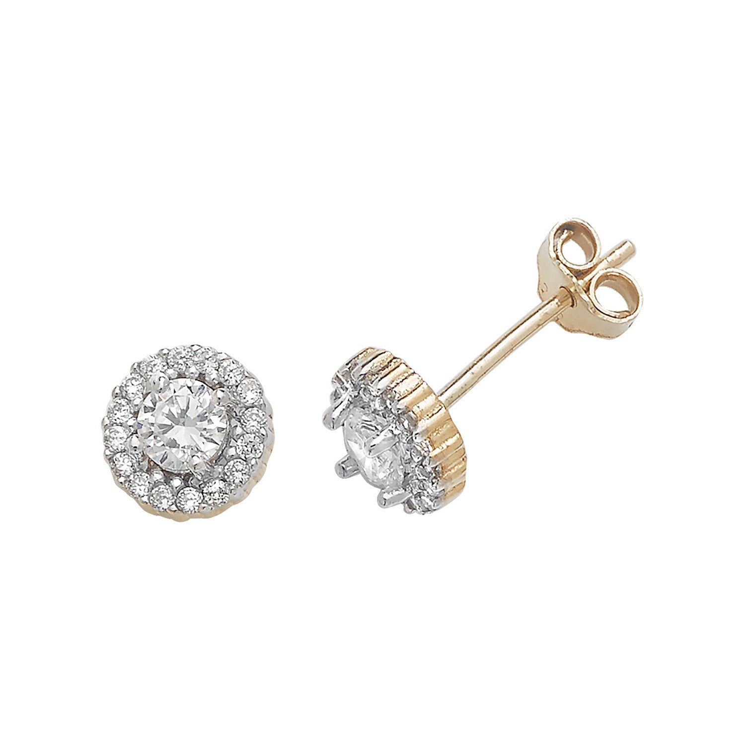 9CT YEL GOLD ROUND CZ STUD EARRINGS