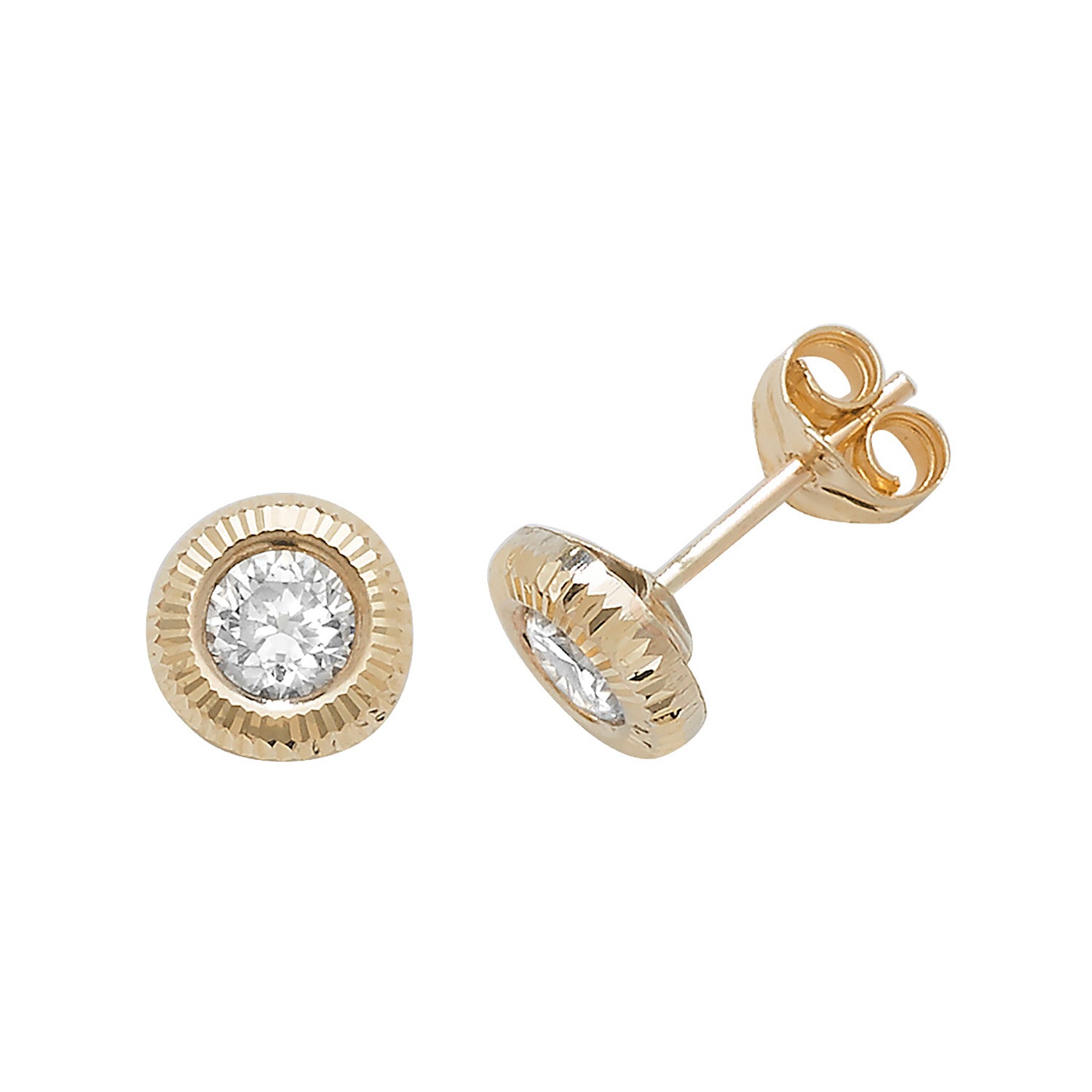 9CT YEL GOLD CZ STUD EARRINGS