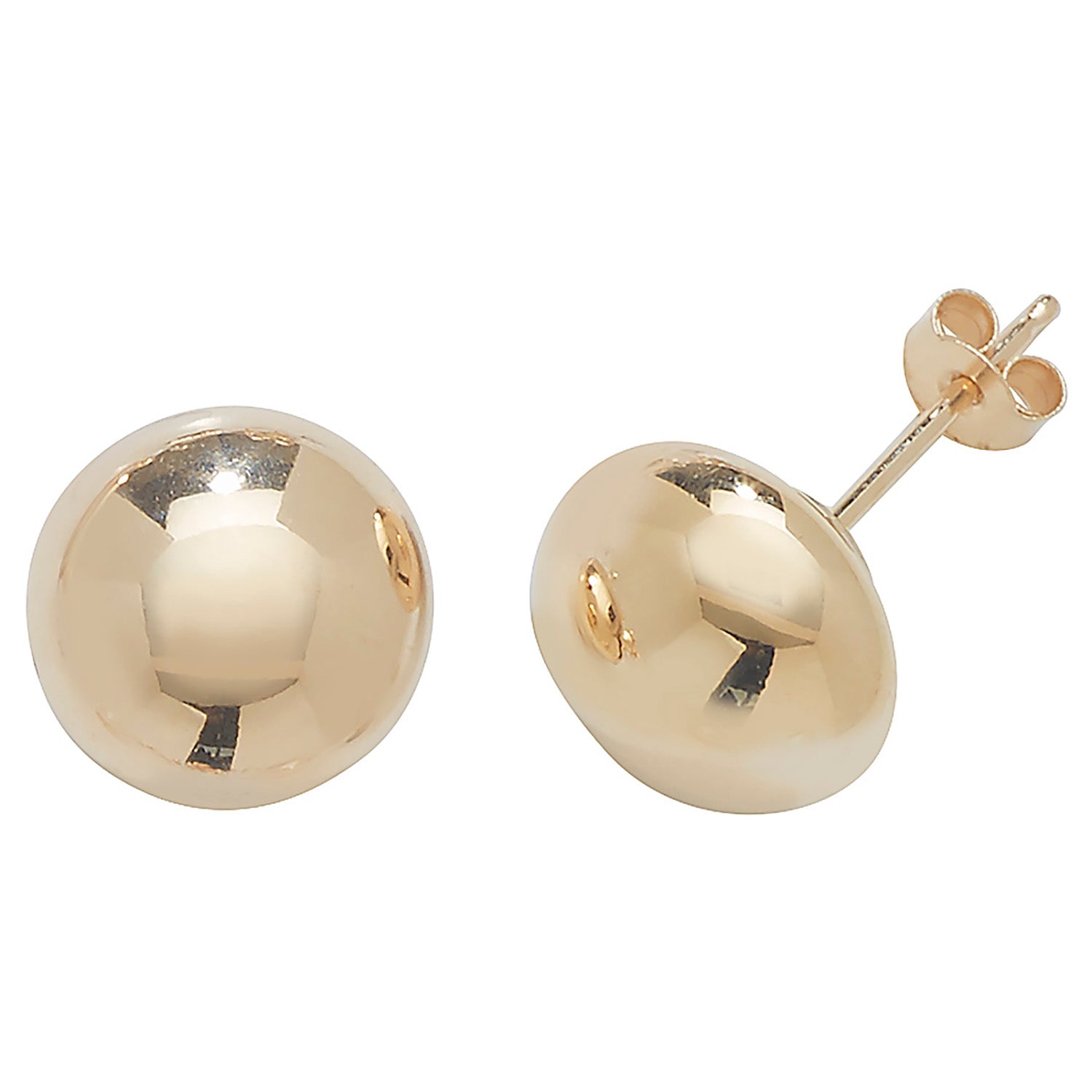 9CT YEL GOLD 8MM BUTTON STUD EARRINGS