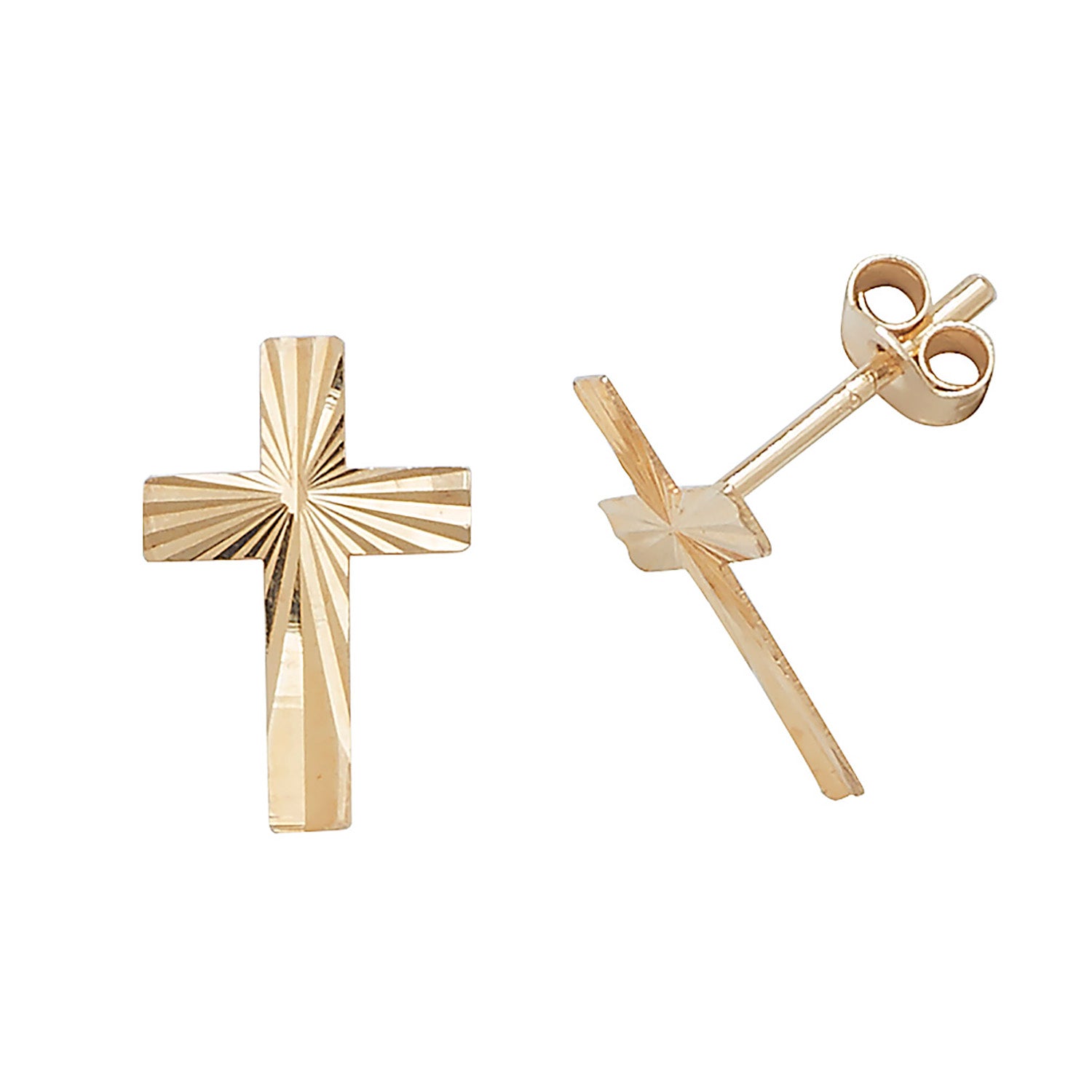 9CT YEL GOLD CROSS STUD EARRINGS