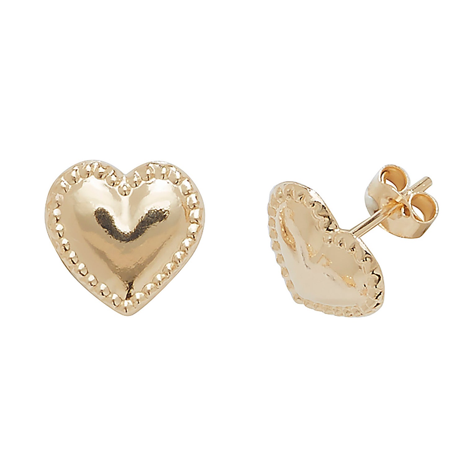 9CT YEL GOLD HEART STUD EARRINGS