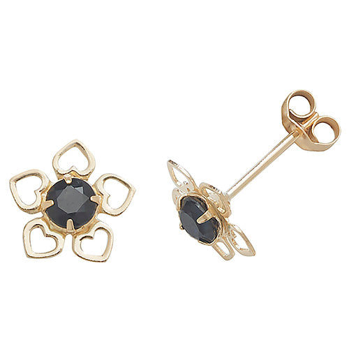 9CT YEL GOLD SAPPHIRE STUD EARRINGS