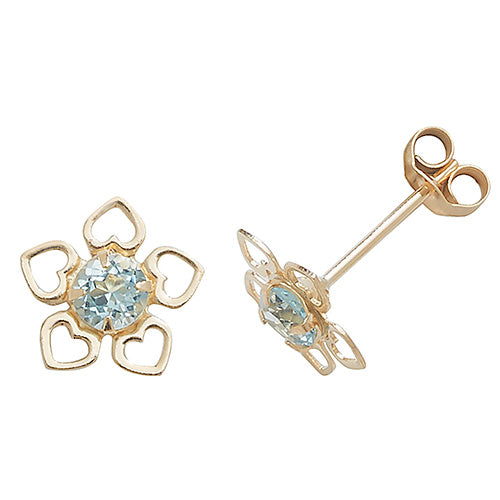 9CT YEL GOLD BLUE TOPAZ STUD EARRINGS