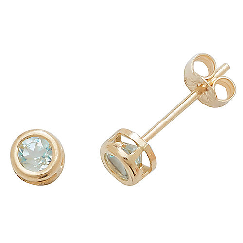 9CT YEL GOLD BLUE TOPAZ STUD EARRINGS