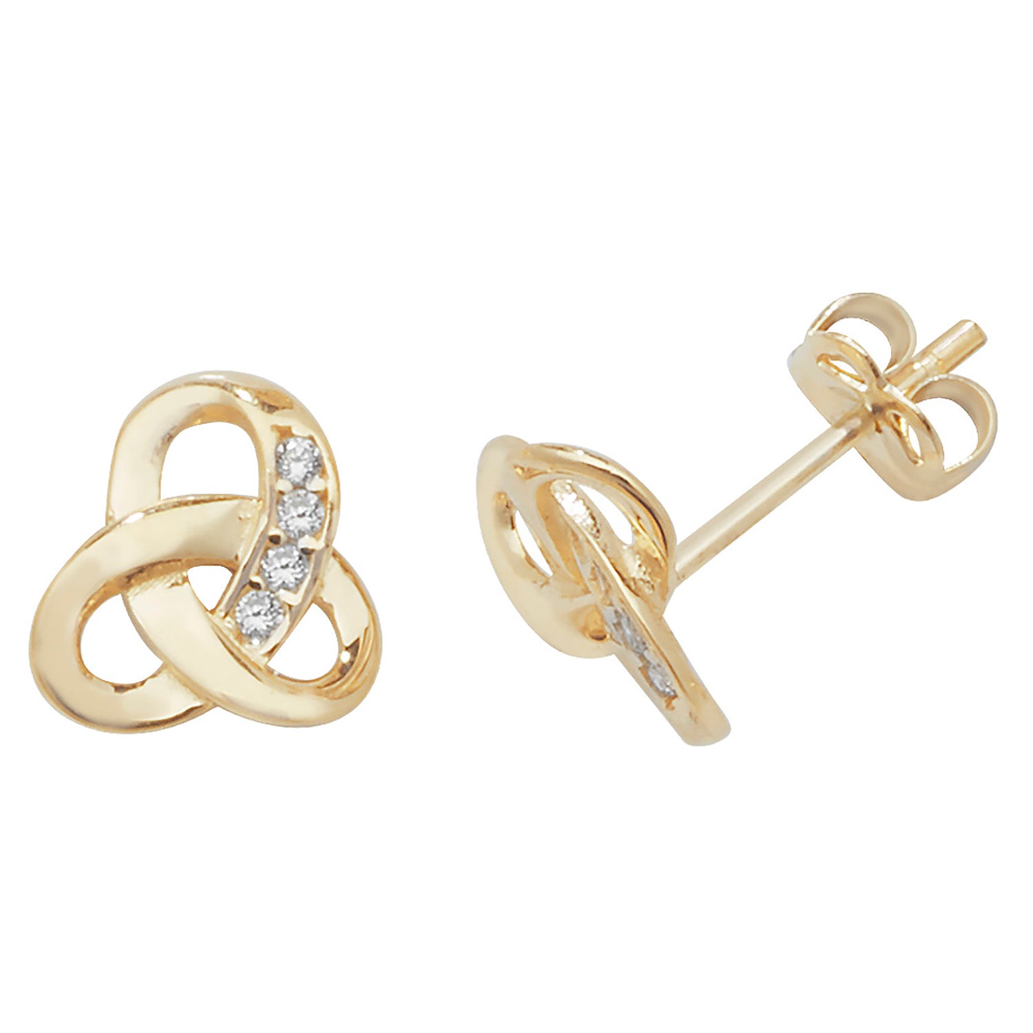 9CT YEL GOLD CZ CELTIC STUD EARRINGS