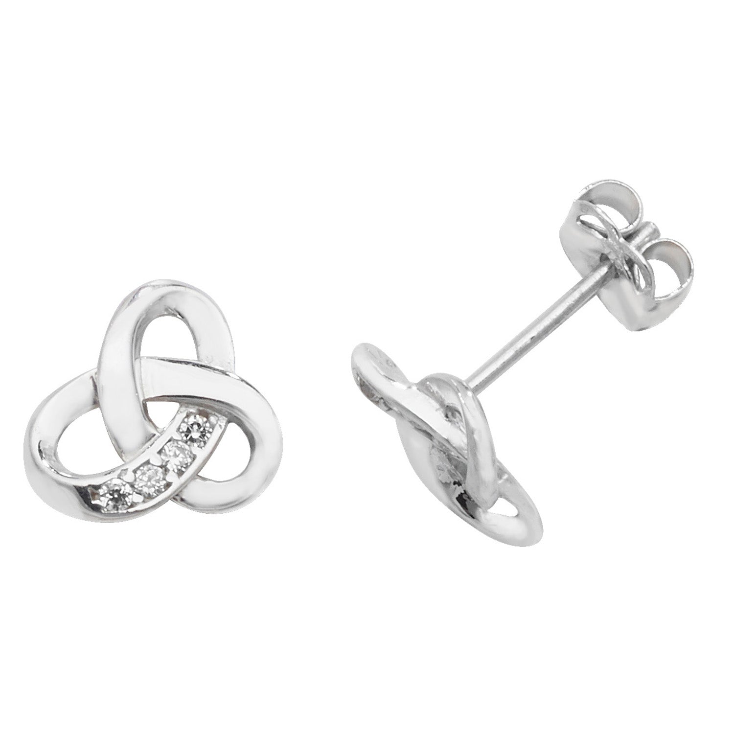 9CT WHT GOLD CZ CELTIC STUD EARRINGS