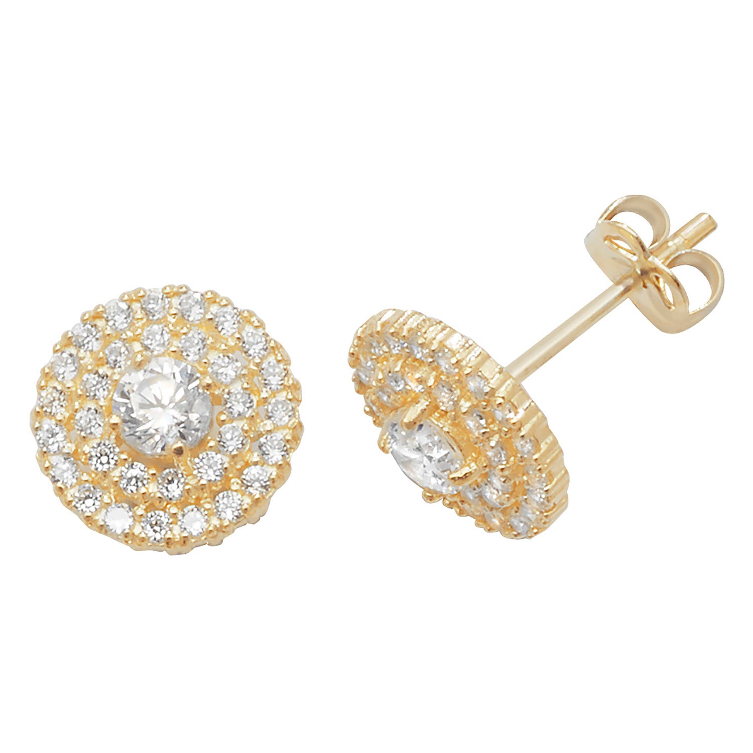 9CT YEL GOLD CZ ROUND STUD EARRINGS