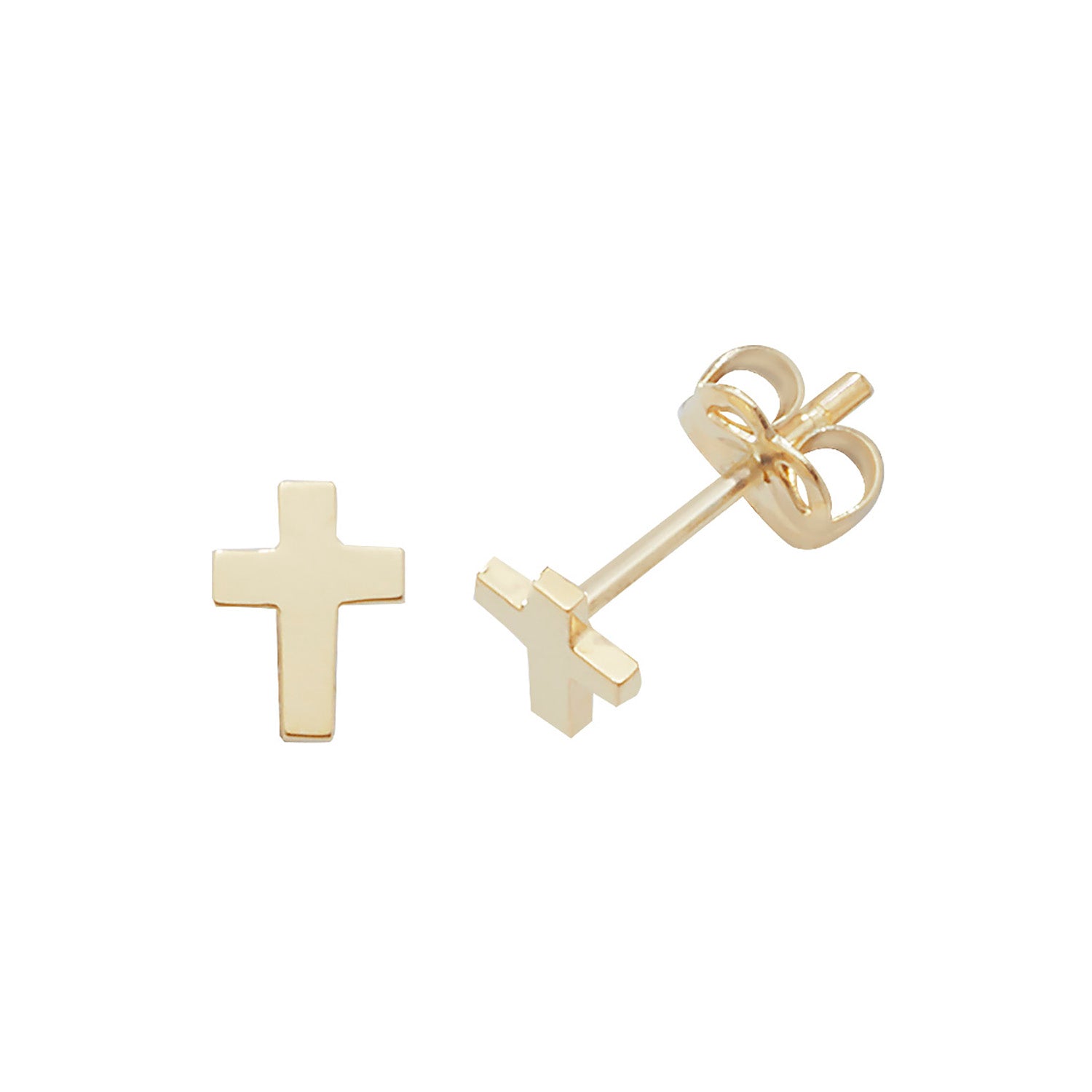 9CT YEL GOLD CROSS STUD EARRINGS