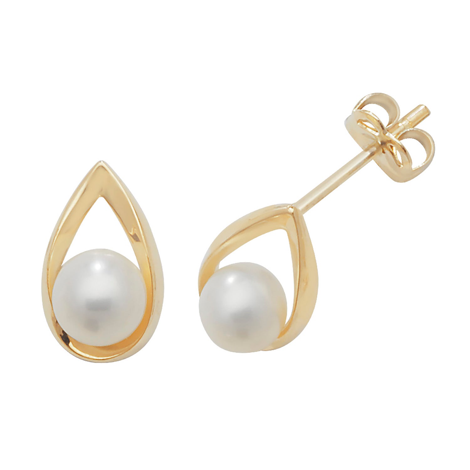 9CT YEL GOLD TEARDROP&PEARL STUD EARRINGS