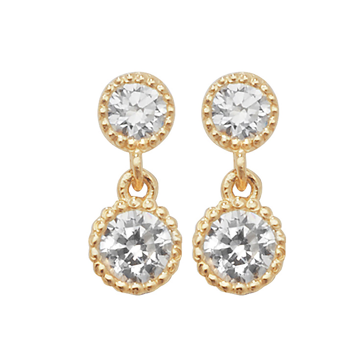 9CT YEL GOLD CZ DROP EARRINGS