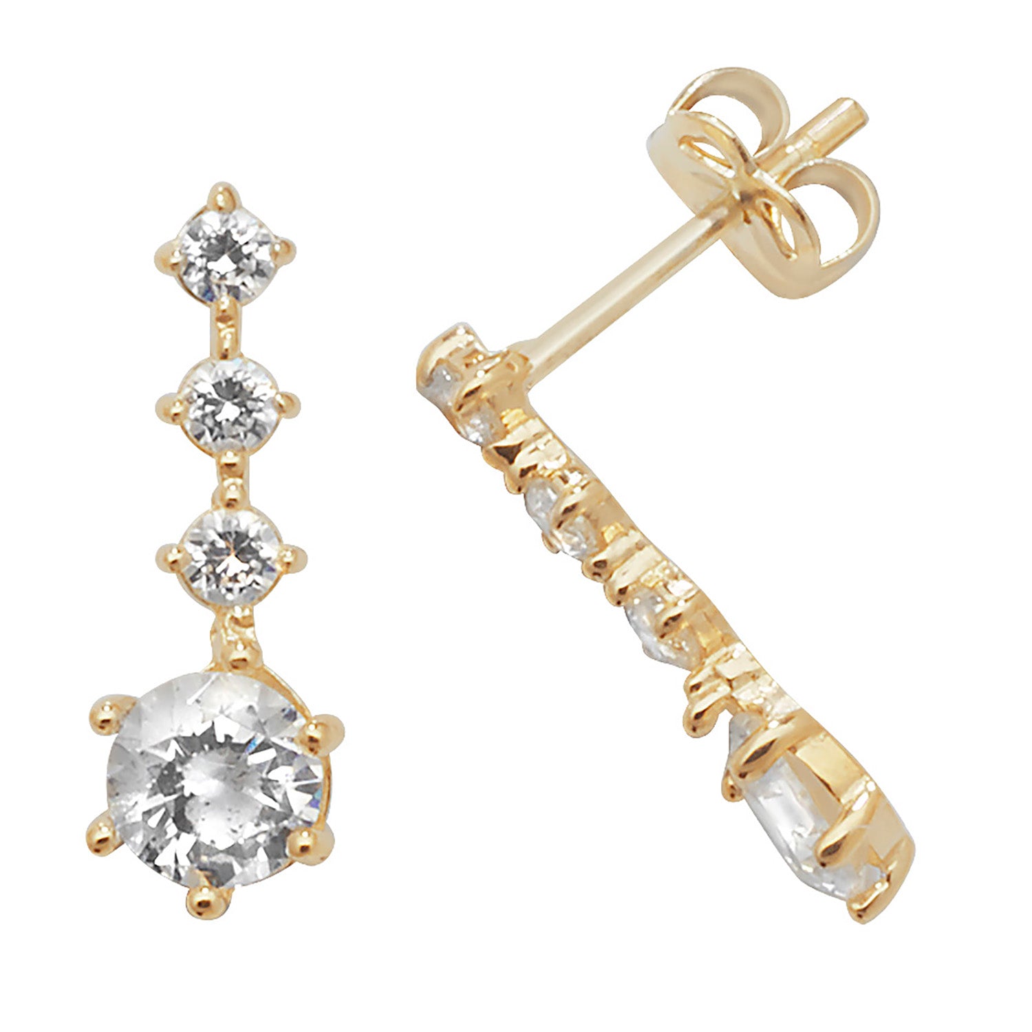 9CT YEL GOLD CZ DROP EARRINGS