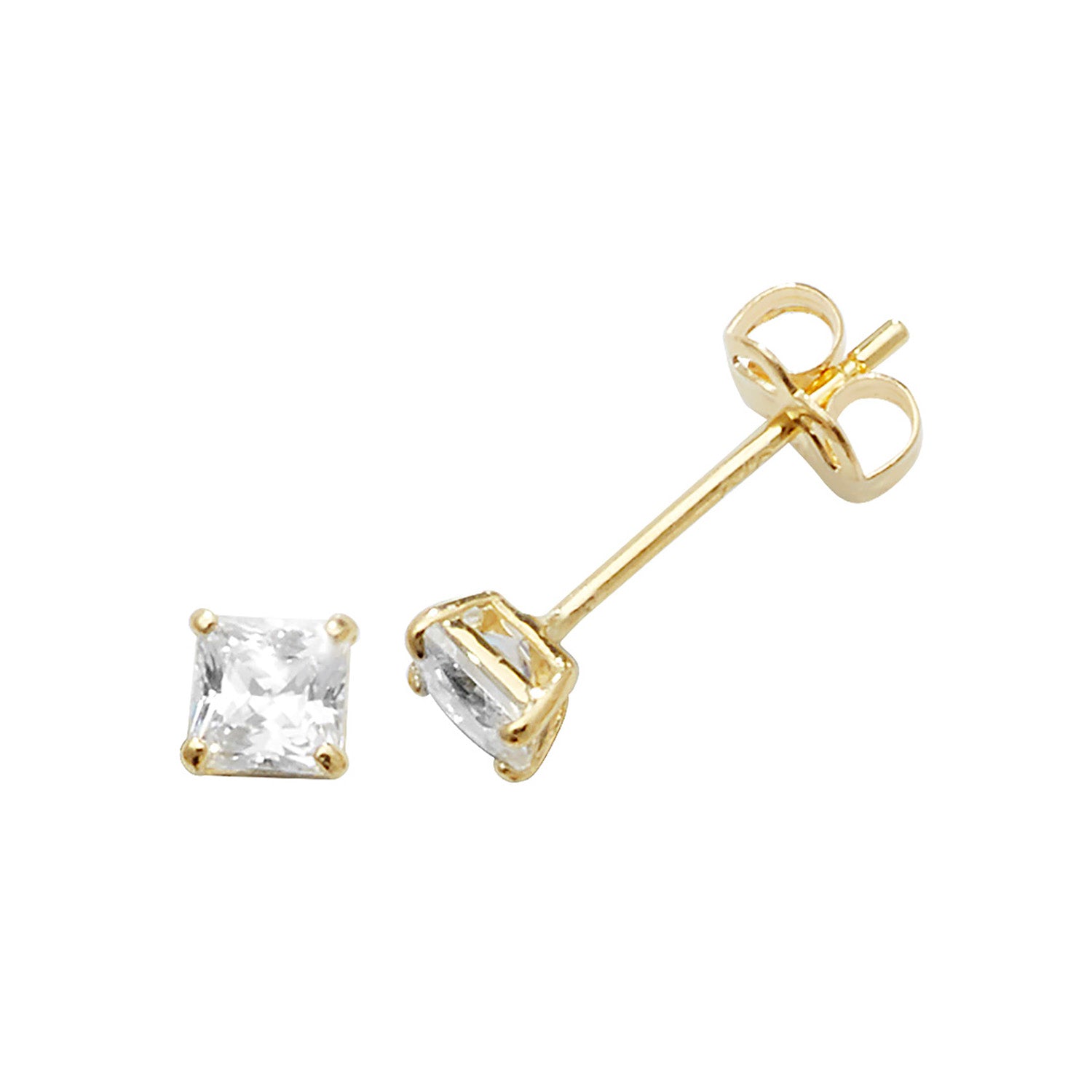 9CT YEL GOLD SQUARE CZ STUD EARRINGS